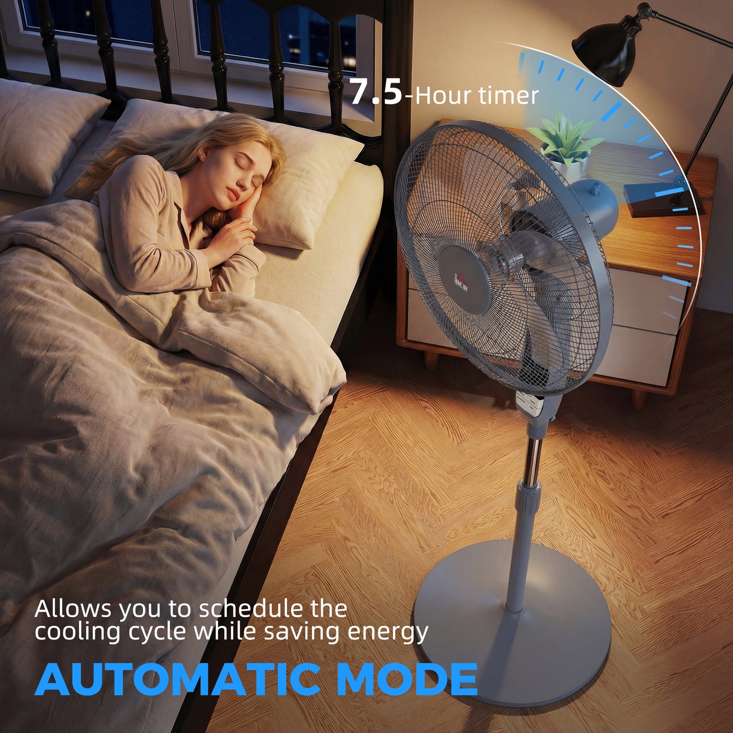 16in Pedestal Standing Floor Fan, Oscillation Cooling Fan with Remote Control, Grey