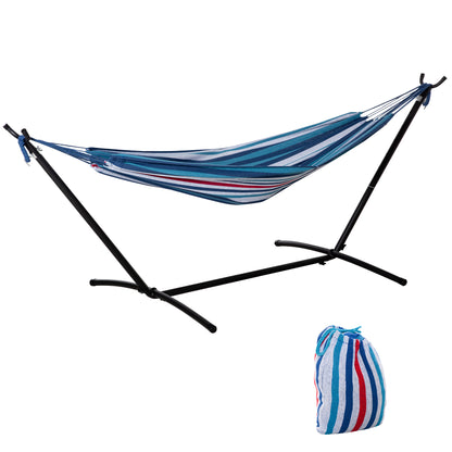 298 x 117cm Hammock with Stand Camping Hammock with Portable Carrying Bag, Adjustable Height, 120kg Load Capacity