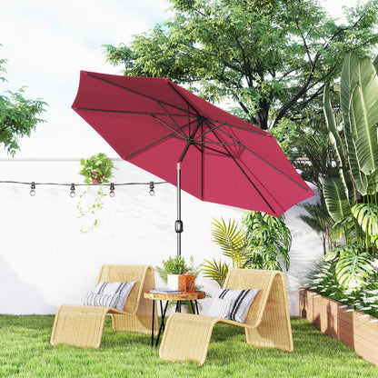 3(m) Tilting Parasol Garden Umbrellas, Outdoor Sun Shade with 8 Ribs, Tilt and Crank Handle for Balcony, Bench, Garden