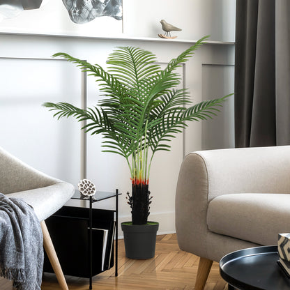 120cm Artificial Areca Palm Tree with 9 PE Leaves, Decorative Artificial Plant with Plastic Pot and Flocked Soil