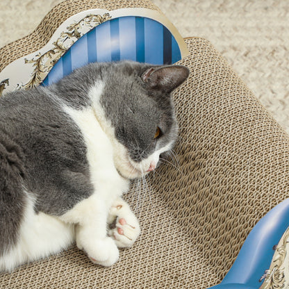 2-in-1 Cat Scratching Board with Catnip for Indoor Cats, 26.5 x 57 x 26.5cm, Blue
