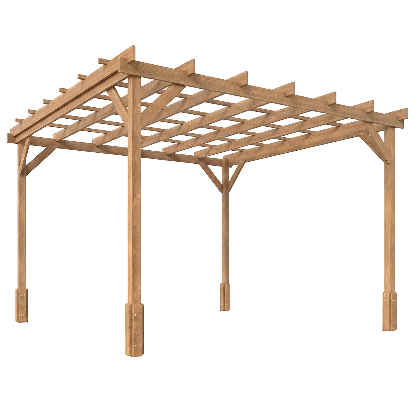 3 x 3 m Wooden Pergola Kit, Decorative Garden Gazebo Shelter with Stable Structure for Climbing Vines, Dark Brown