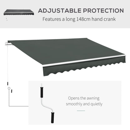 3.5M x 2.5M Manual Awning Canopy Retractable Sun Shade Shelter for Garden Patio