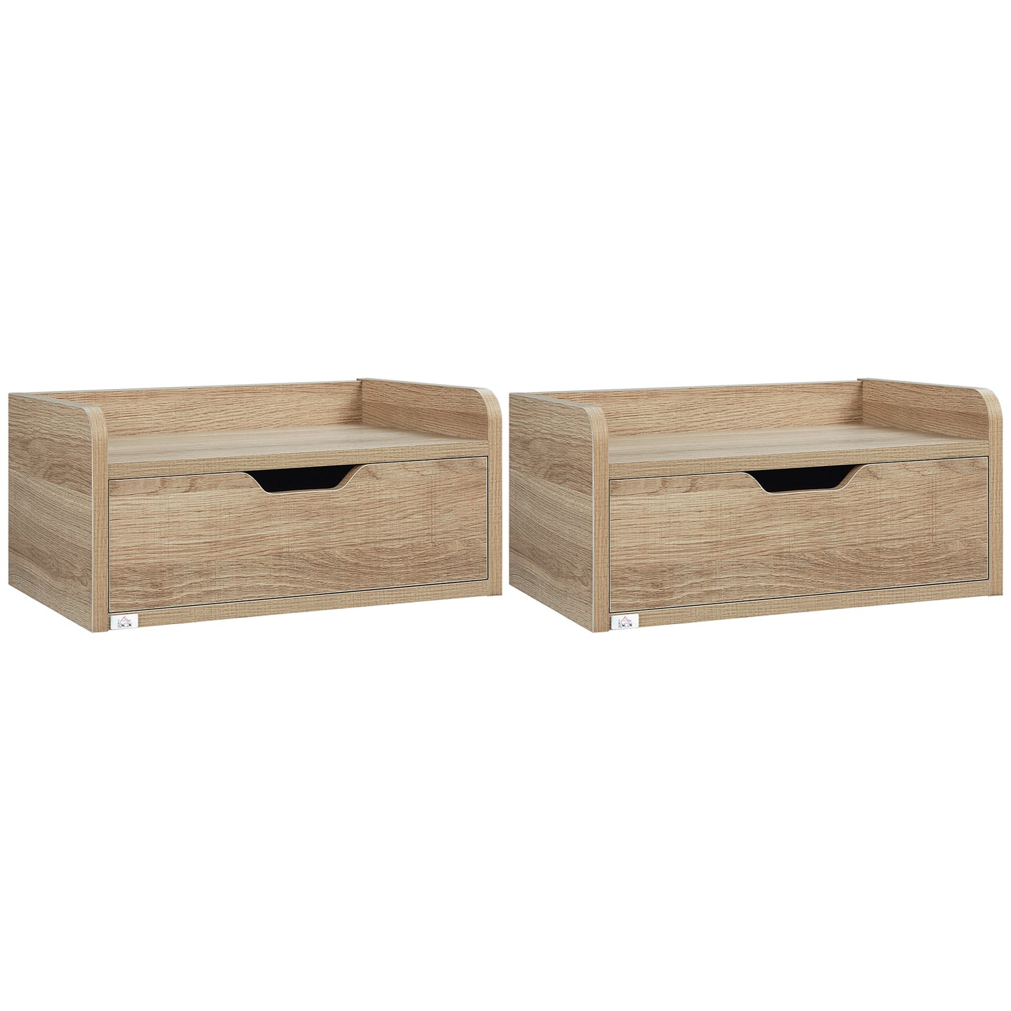 Floating Nightstands Set of 2, Wall Mounted Bedside Table with Drawer for Bedroom, Natural
