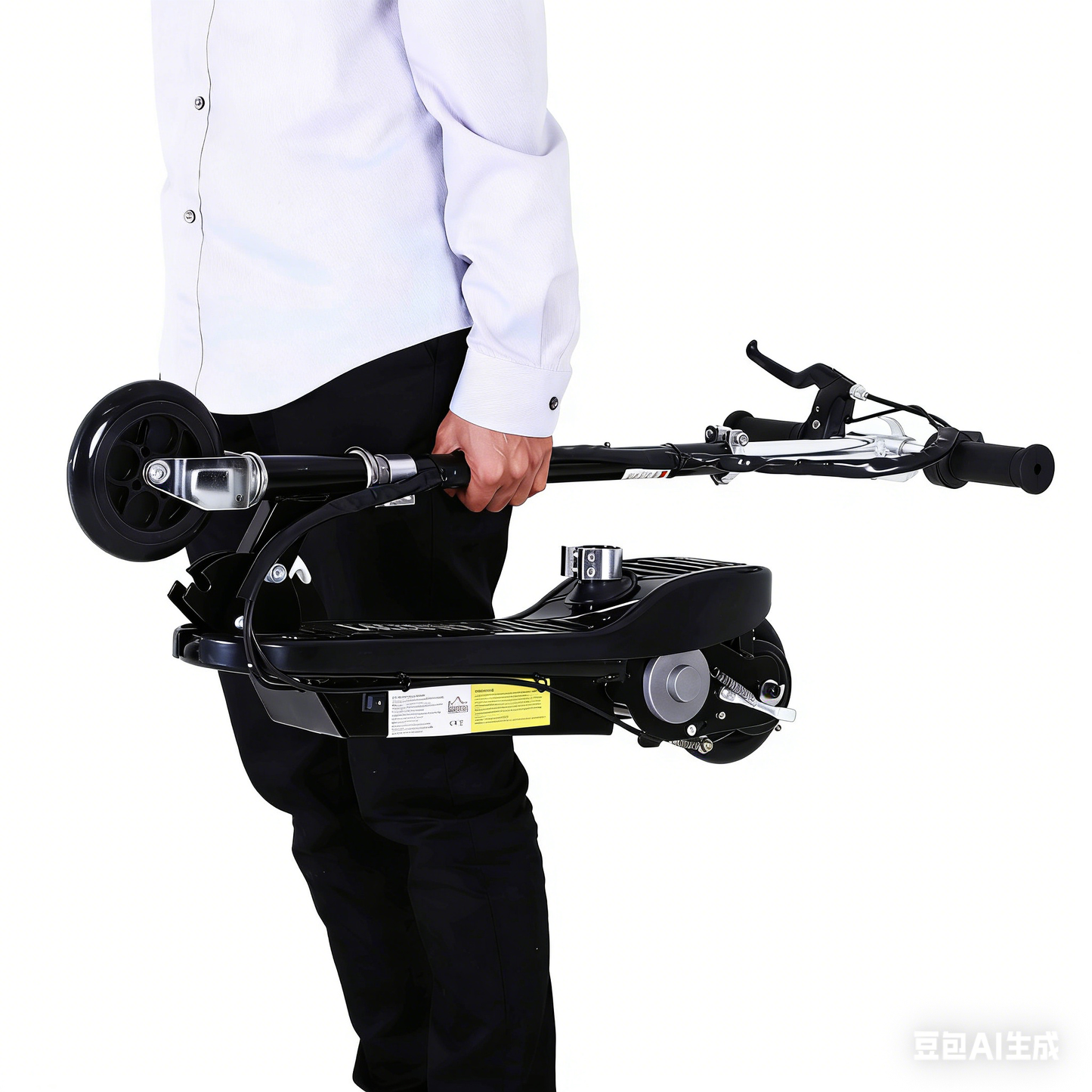 Powered Powered Scooter Ride-On, with Brakes, Adjustable Seat, Adjustable Handlebars, Black