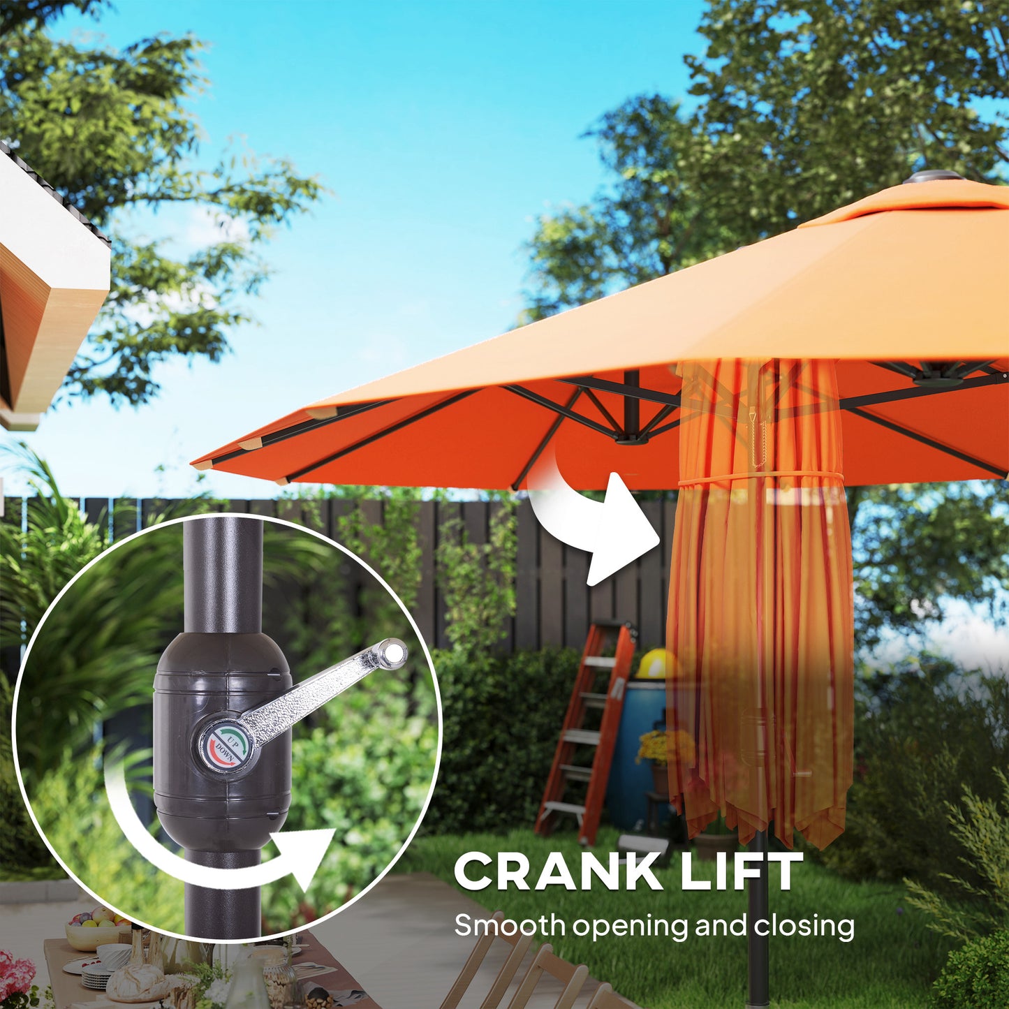 4.6m Double Garden Parasol - Orange