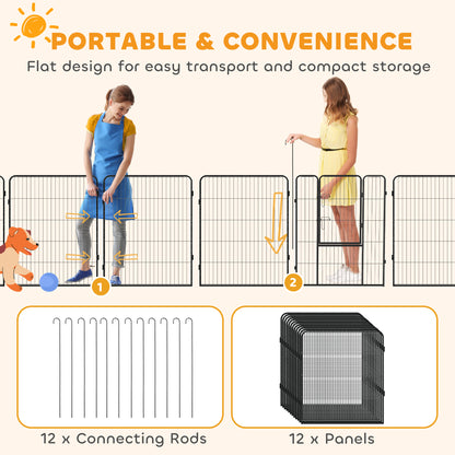 12 Panels Heavy Duty Puppy Playpen, for Small Dogs, Indoor and Outdoor Use - Silver