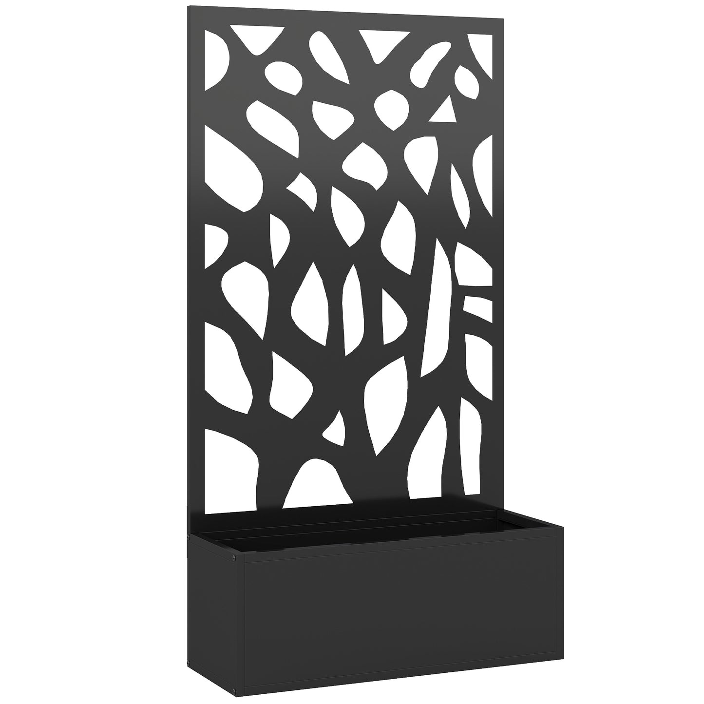 Metal Raised Garden Bed with Trellis, Outdoor Planter Box with Privacy Screen, Elevated Garden Box for Climbing Plants