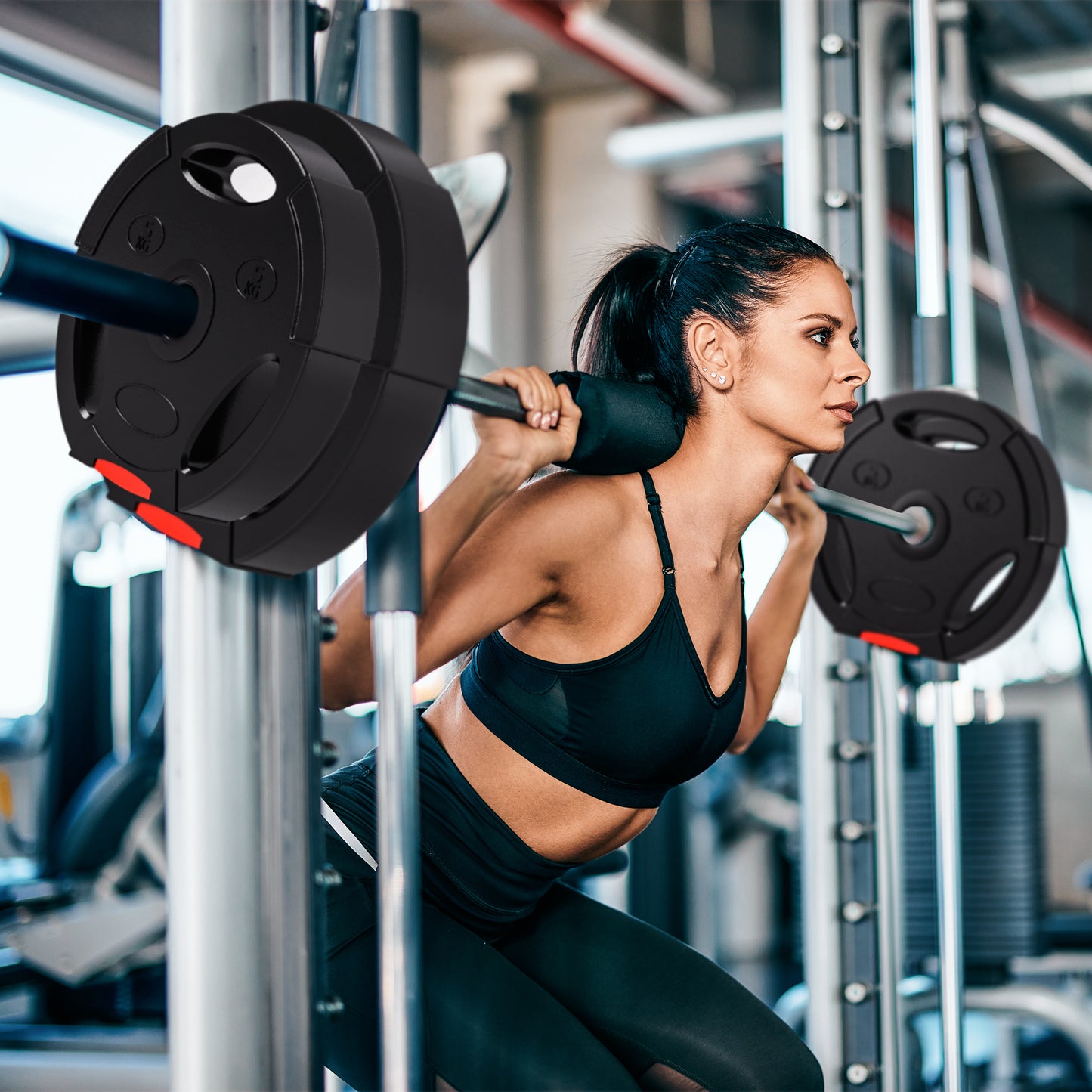 Weight Plates Set, with Two 7.5kg and Two 5kg weights, Black