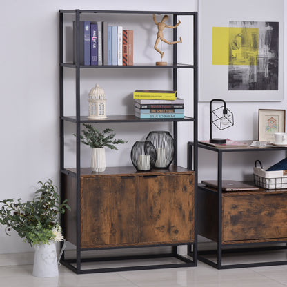 Industrial Bookshelf, Storage Shelf, Large Bookcase with 3 Open Shelves, Multifunctional Rack for Living Room, Office