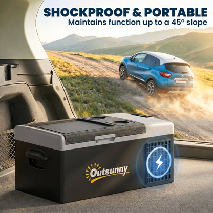 16L Portable Car Fridge, -20℃ to 10℃ Adjustable Temperature - Black/Grey