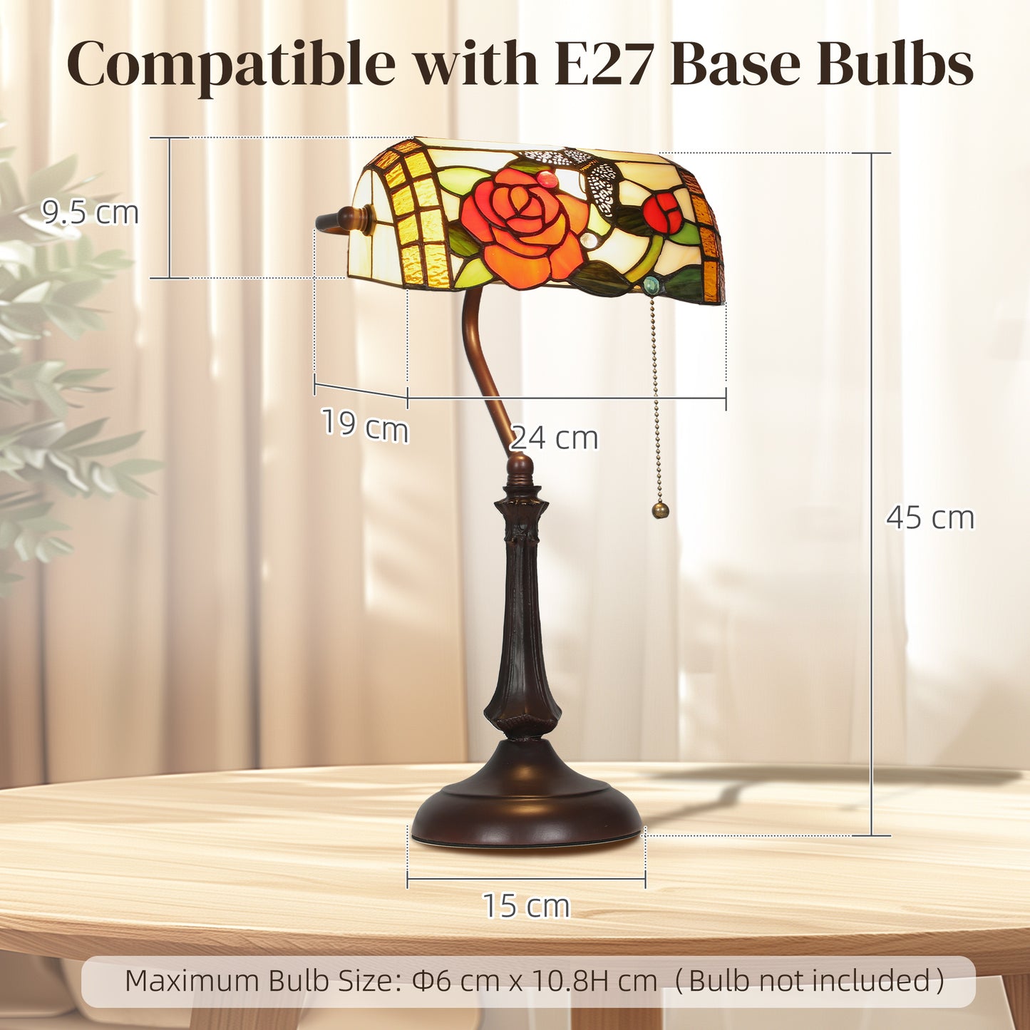 Tiffany-Style Rose and Butterfly Table Lamp - Multi