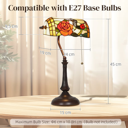 Tiffany-Style Rose and Butterfly Table Lamp - Multi