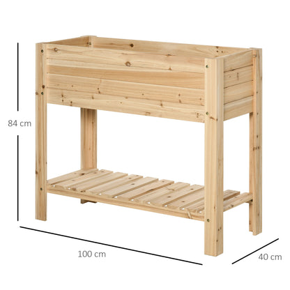 Wooden Raised Plant Stand Outdoor Flower Bed Box with Clapboard 100 x 40 x 84cm