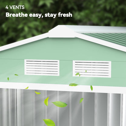 7 x 4ft Metal Garden Shed, Outdoor Storage Tool House with Ventilation Slots, Foundation Kit and Lockable Double Doors