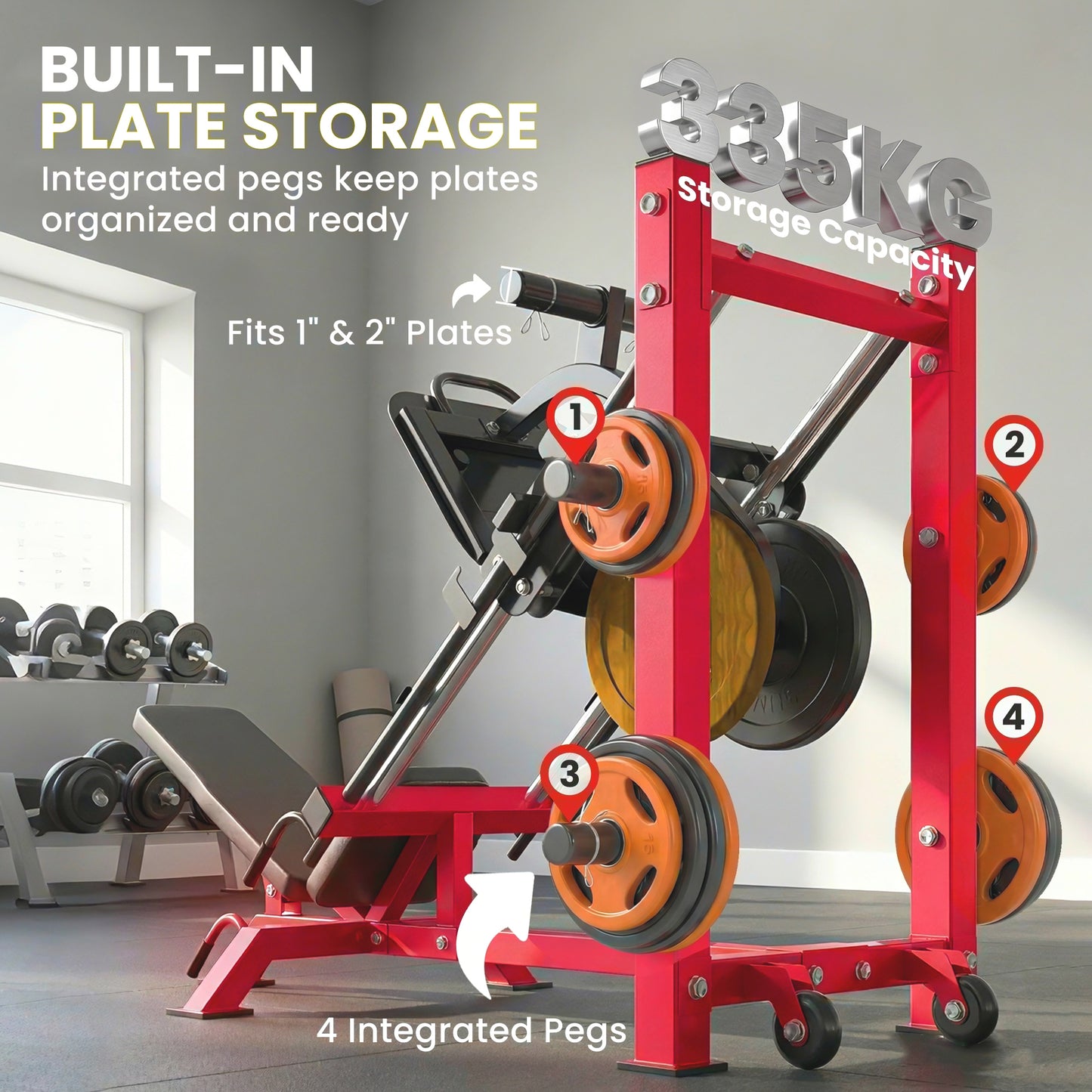 Leg Press Machine with Wheels and Calf Block, Adjustable Squat Machine for Home Gym, 455KG Capacity