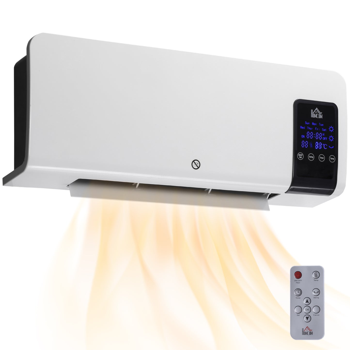 2000W Wall-Mounted Heater, 18-45°C Temperature, White
