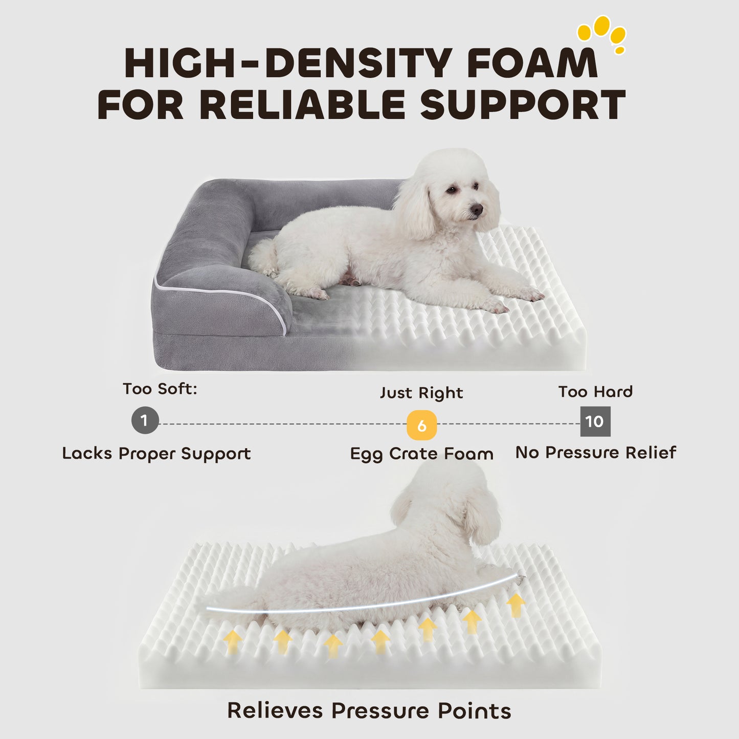 Dog Sofa Bed, Washable Pet Bed with Removable Cover and Non-Slip Bottom for Cats and Small Dogs, Grey