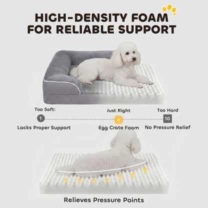 Dog Sofa Bed, Washable Pet Bed with Removable Cover and Non-Slip Bottom for Cats and Small Dogs, Grey