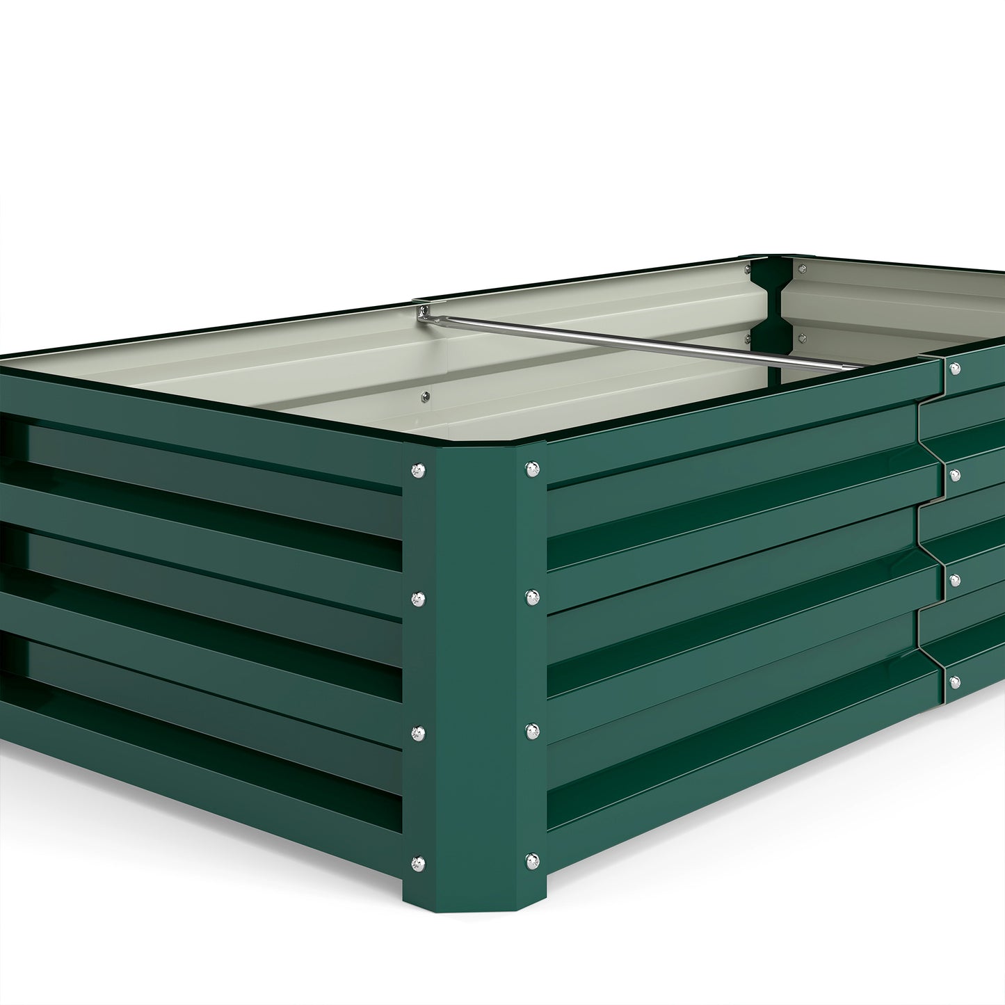 Set of 2 Raised Beds for Garden, Galvanised Outdoor Planters for Herbs Vegetables, Use for Patio Balcony, Green