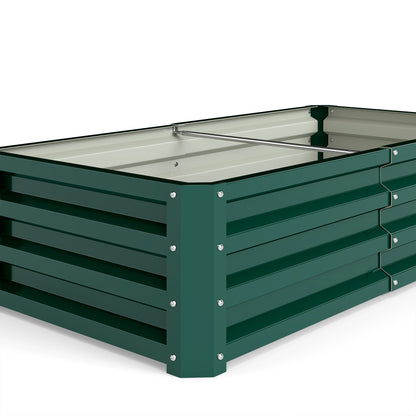 Set of 2 Raised Beds for Garden, Galvanised Outdoor Planters for Herbs Vegetables, Use for Patio Balcony, Green