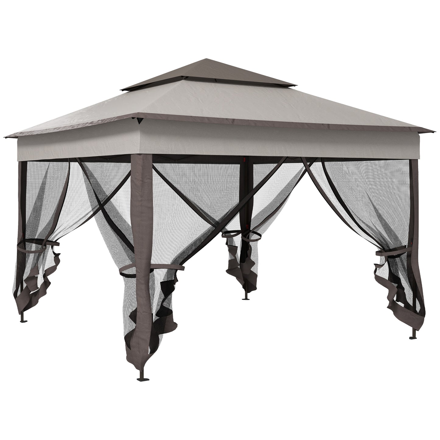 3.25 x 3.25m Pop Up Gazebo, Double-roof Garden Tent with Netting and Carry Bag, Party Event Shelter for Outdoor Patio