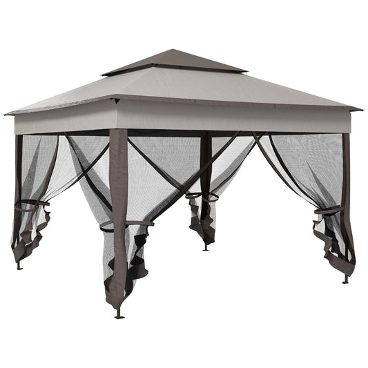 3.25 x 3.25m Pop Up Gazebo, Double-roof Garden Tent with Netting and Carry Bag, Party Event Shelter for Outdoor Patio