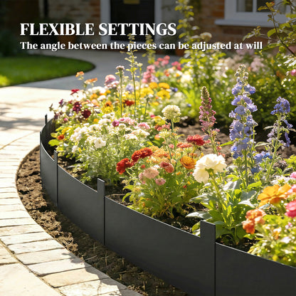 5pcs Garden Fence, Metal Picket Fence Panels, 102x20cm, Black