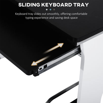 Computer Desk with Sliding Keyboard Tray, Storage Drawers and Host Box Shelf, Home Office Desk, Study Workstation