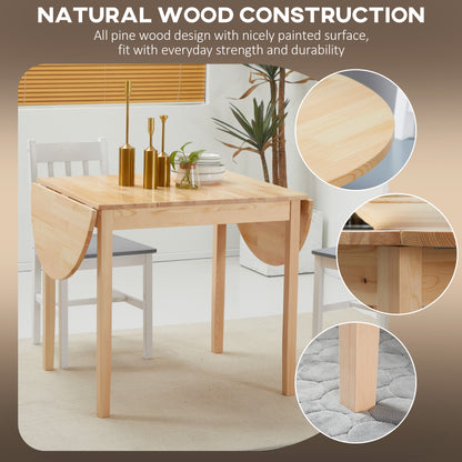 4-6 Person Wooden Drop-Leaf Table - Natural Finish