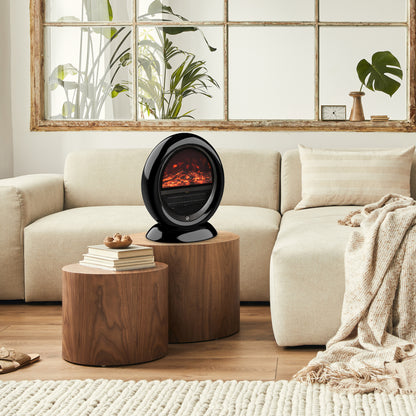 Freestanding Electric Fireplace Indoor Space Table Top Heater with Realistic Flame Effect, Rotatable Head