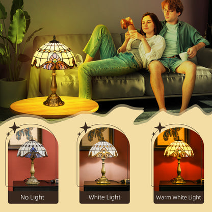 Tiffany Stained Glass Table Lamp, Handmade Antique Bedside Lamp, Decorative Night Light for Bedroom, Living room, Home
