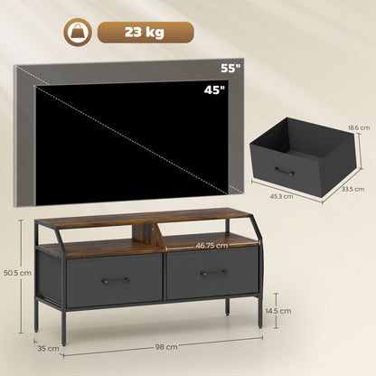 Industrial-Style TV Stand Cabinet - Brown