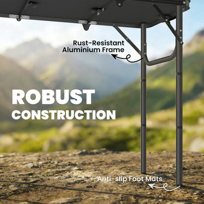 3ft Folding Camping Table, Picnic Table with Mesh Storage Layer, Carrying Bag and Metal Frame, Black