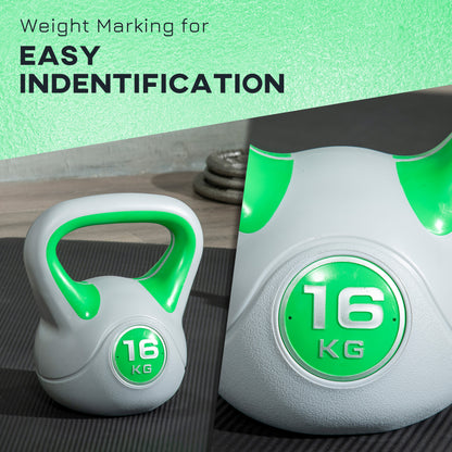 Kettlebell, 16kg Kettle Bells with Handle for Home Gym Weight Lifting and Strength Training, Green and Grey