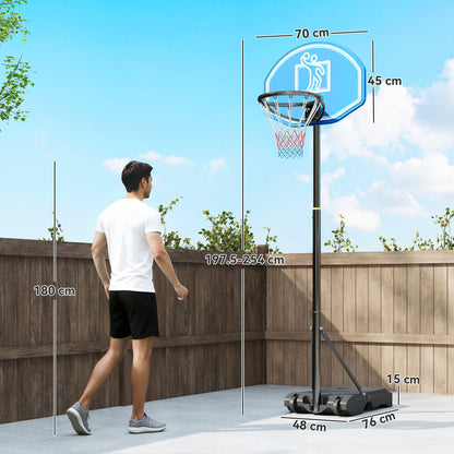 Adjustable Basketball Hoop and Stand, with Wheels and Weight Base, Blue