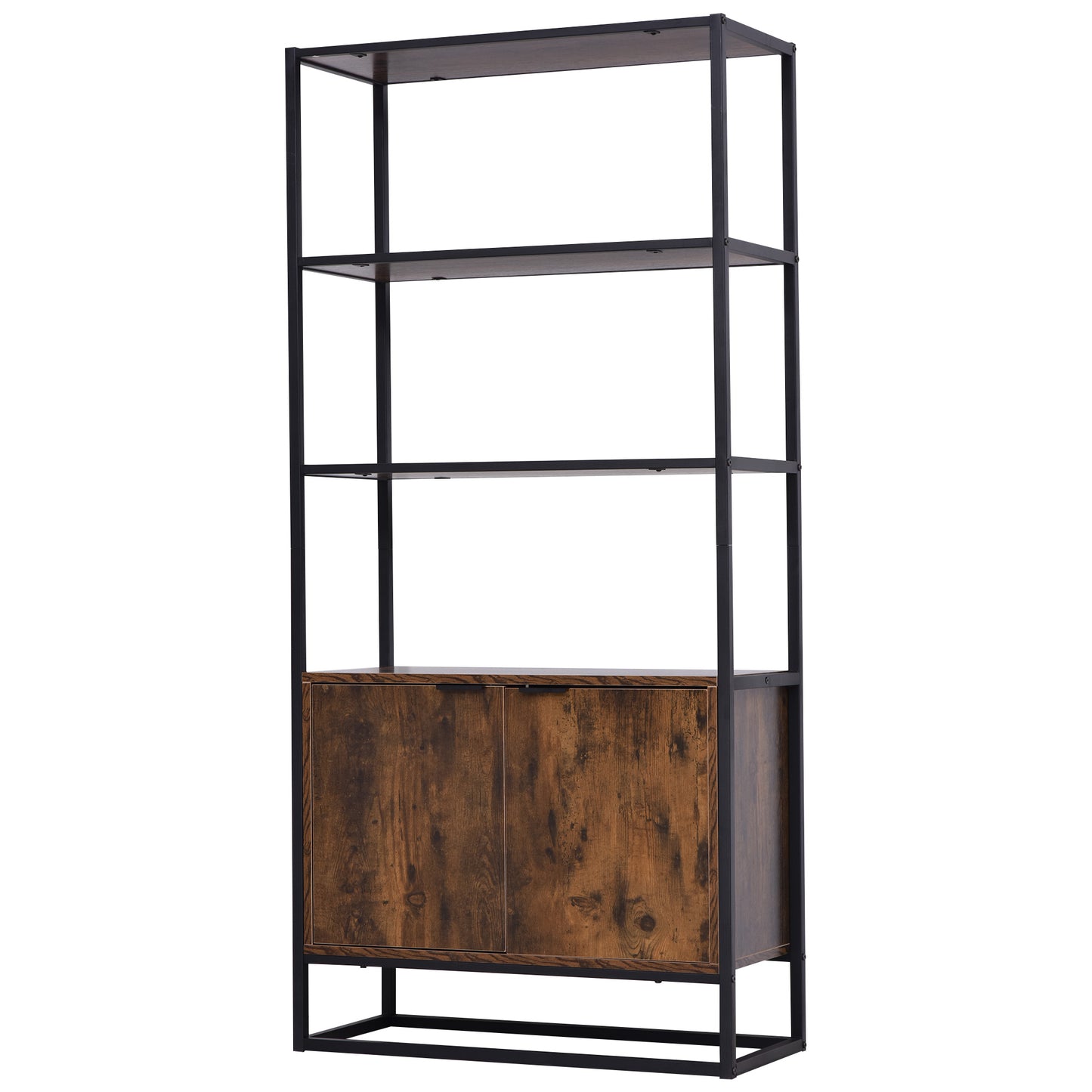Industrial Bookshelf, Storage Shelf, Large Bookcase with 3 Open Shelves, Multifunctional Rack for Living Room, Office