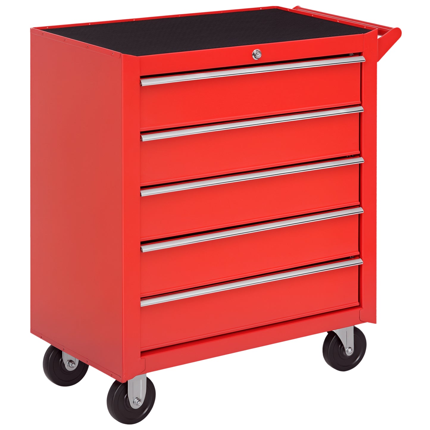 5-Drawer Lockable Tool Storage Cabinet with Wheels, Handle, 2 Keys, Steel Home Work DIY Workshop Chest