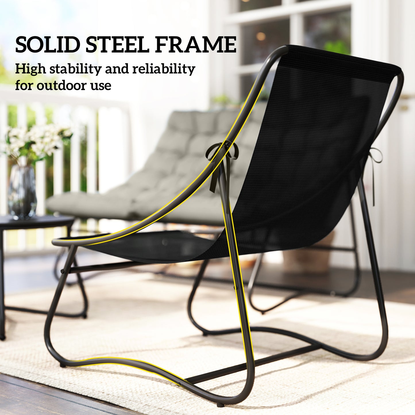 4 Seater Garden Furniture Set, Conversation Set with Loveseat Sofa, Chairs, Glass Coffee Table, Thick Cushions