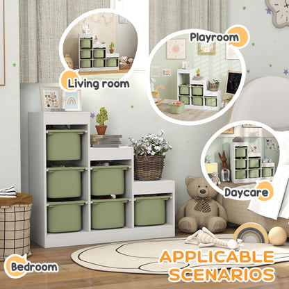 Toy Storage Organiser, Three-Layer Kids Toy Storage Units, with Removable Bins, for Ages 3-8 Years, Green