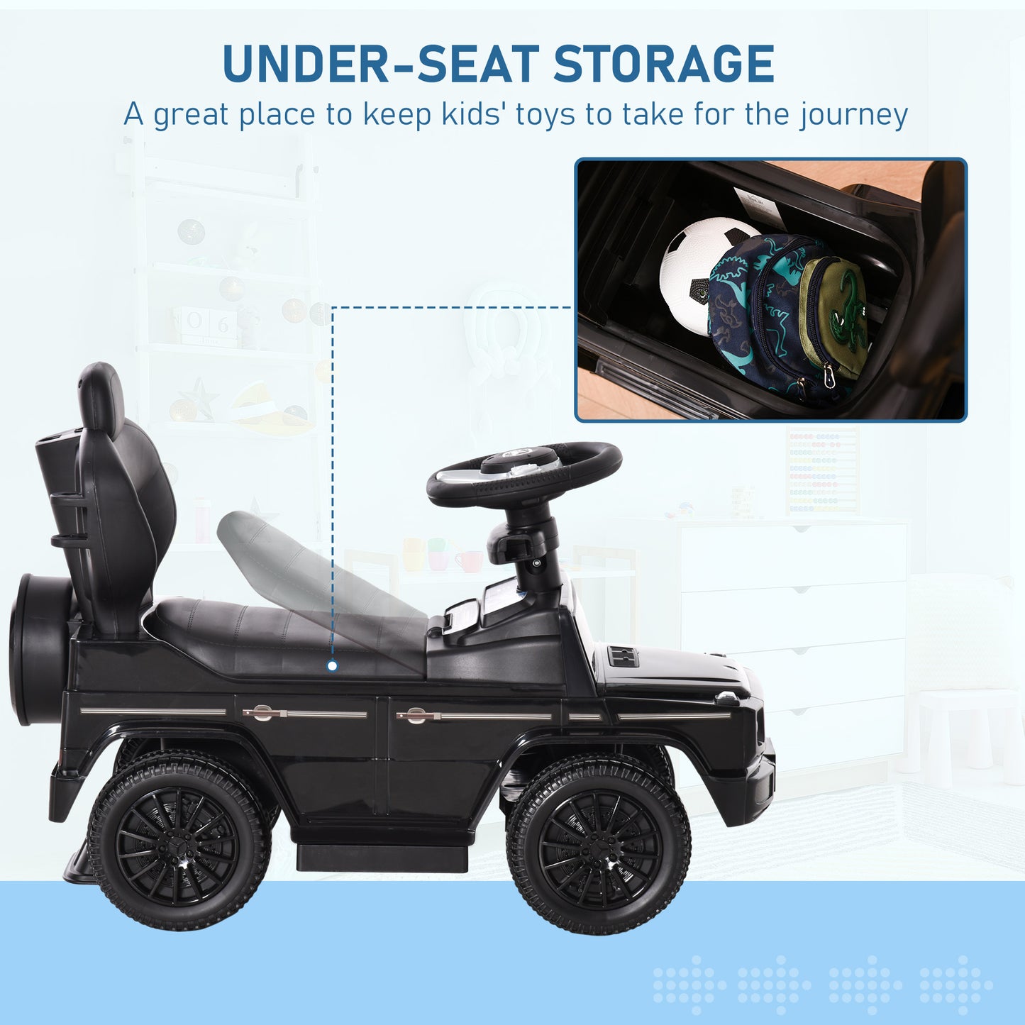 3 in 1 Kids Children Ride on Push Car Toddler Sliding Car G350 Licensed Walker Foot to Floor Slider Push-Along with Horn Stee