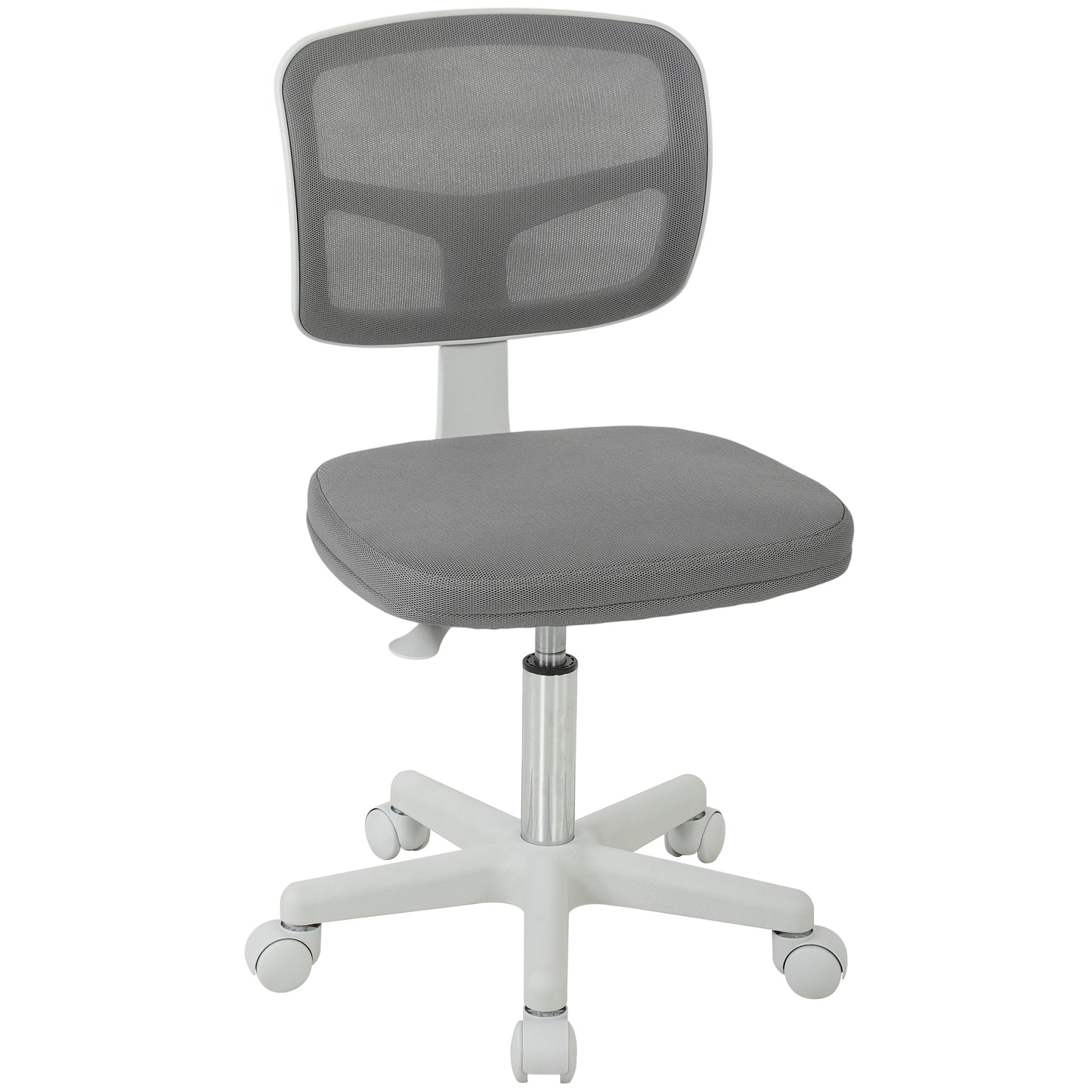 Small Office Chair without Arms, Ergonomic Swivel Mesh Desk Chair with Curved Back, Dark Grey