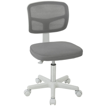 Small Office Chair without Arms, Ergonomic Swivel Mesh Desk Chair with Curved Back, Dark Grey