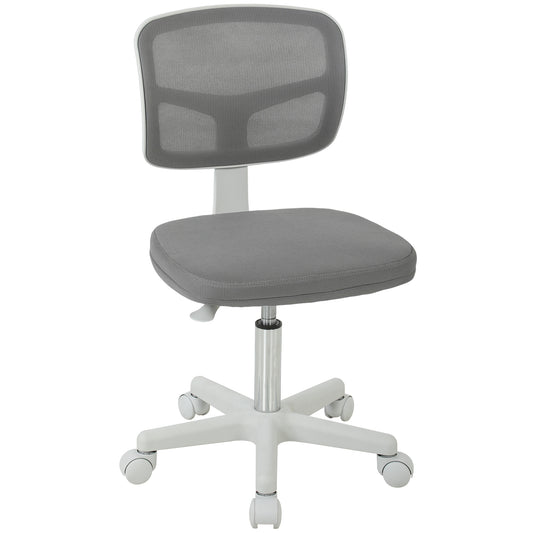 Small Office Chair without Arms, Ergonomic Swivel Mesh Desk Chair with Curved Back, Dark Grey