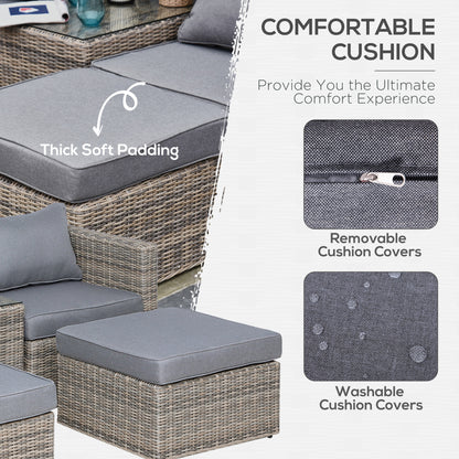 5 Piece Rattan Garden Furniture Set w/ 10cm Thick Cushions