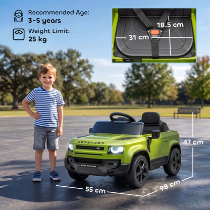 Land Rover Licensed 12V Kids Ride on Car with Remote, Suspension, Slow Start, 3 Speeds, Lights, Music, Horn, Green