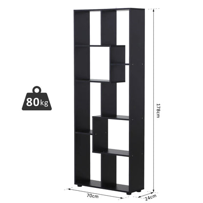 8-Tier Freestanding Modern Storage Shelf / Bookcase with Melamine Surface Anti-Tipping Foot Pads - Black