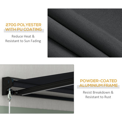 2 x 2.5m Electric Awning, with LED Light Strips - Grey