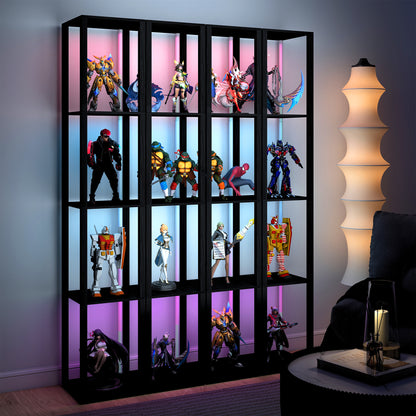 RGB LED Floor Lamp with Shelves, Modern Dimmable Standing Lamp with Remote Control