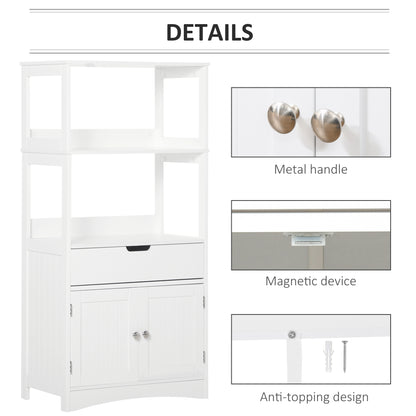 Bathroom Floor Cabinet, Free Standing Kitchen Cupboard with Shelves, Drawer and Doors, Storage Organizer for Living Room